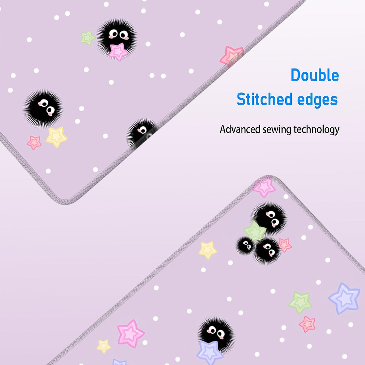 Cute Purple Mouse Pad,Large Kawaii Gaming Desk Mat 31.5 x 12 in