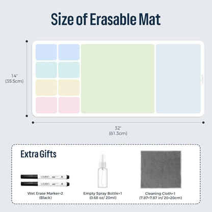 loukin Non-Slip Dry Erase Desk Mat, 32''x14'' Writing Mouse Pad for Office