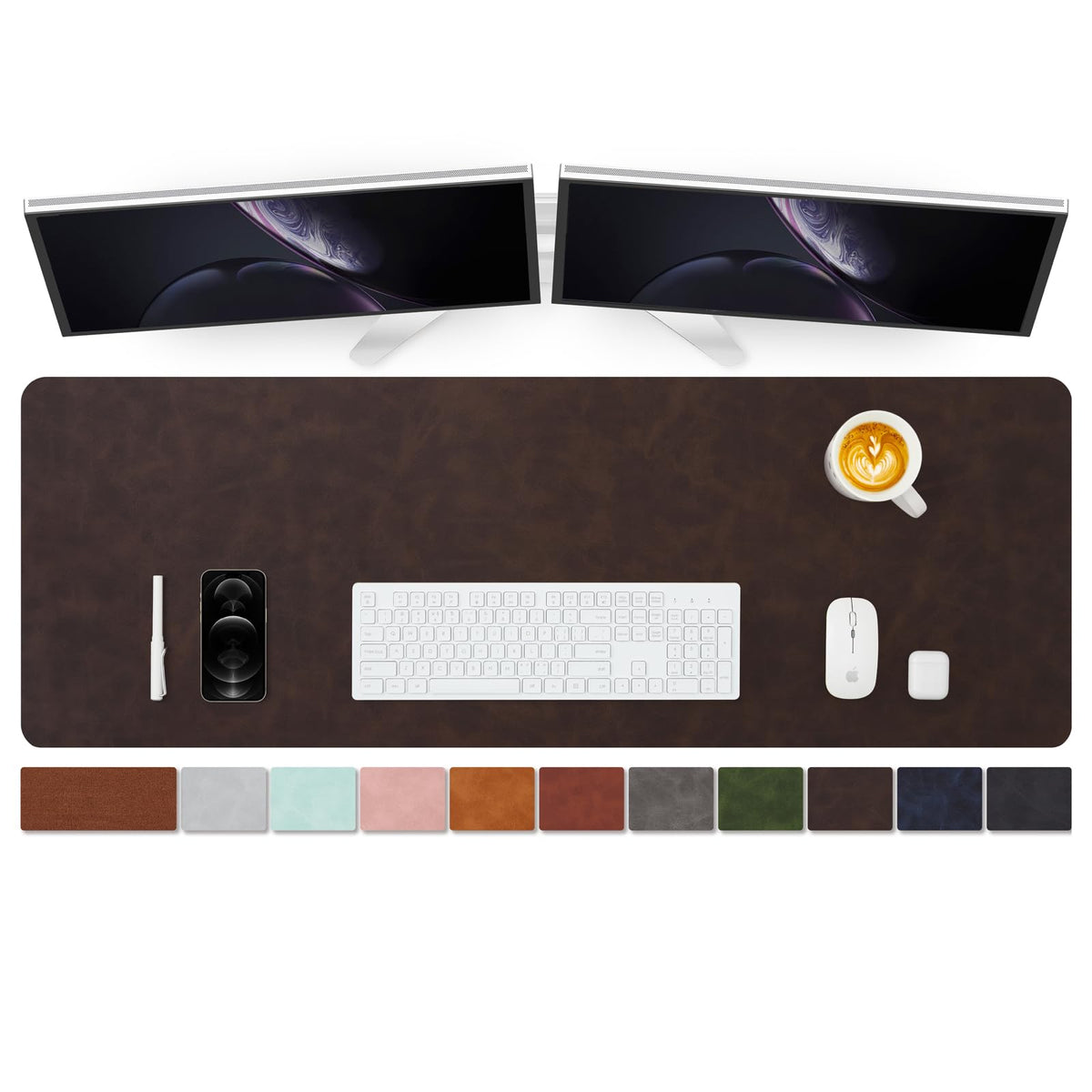 Distressed Leather Desk Mat - Non-Slip PU Desk Pad for Office and Home - Desk Organization and Accessories - Ideal for Large Mouse Pad and Desk Mats on Top of Desks(Espresso,31.5"x 15.7")