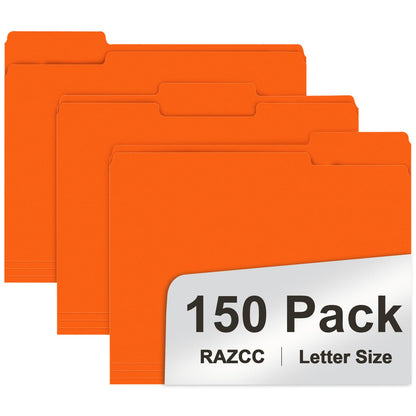 File Folder, RAZCC 150 Pack 1/3 Cut Tab File Folders Letter Size, Manila Folders, Folders with Tab, Great for Organizing and Easy File Storage