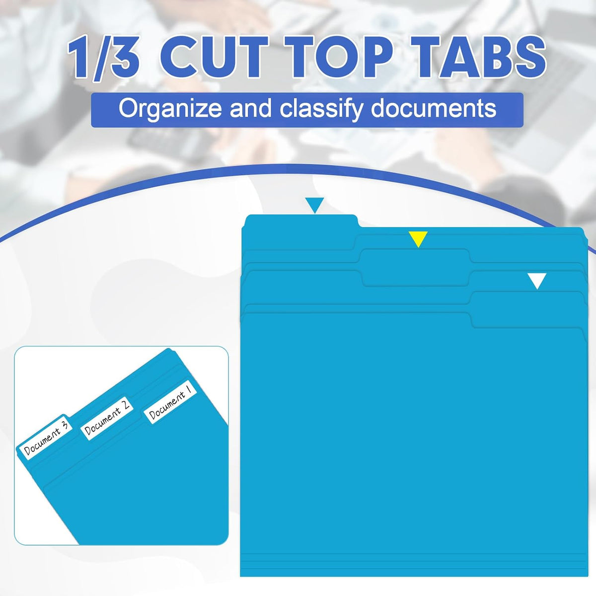 File Folder, HERKKA 120 Pack 1/3 Cut Tab File Folders, File Folders Great for Organizing and Filing, Letter Size, Light Blue
