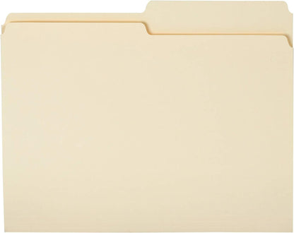 Amazon Basics Manila File Folders, Letter Size, 1/2 Tab in Left and Right Positions, 8.5" x 11", 36-Pack