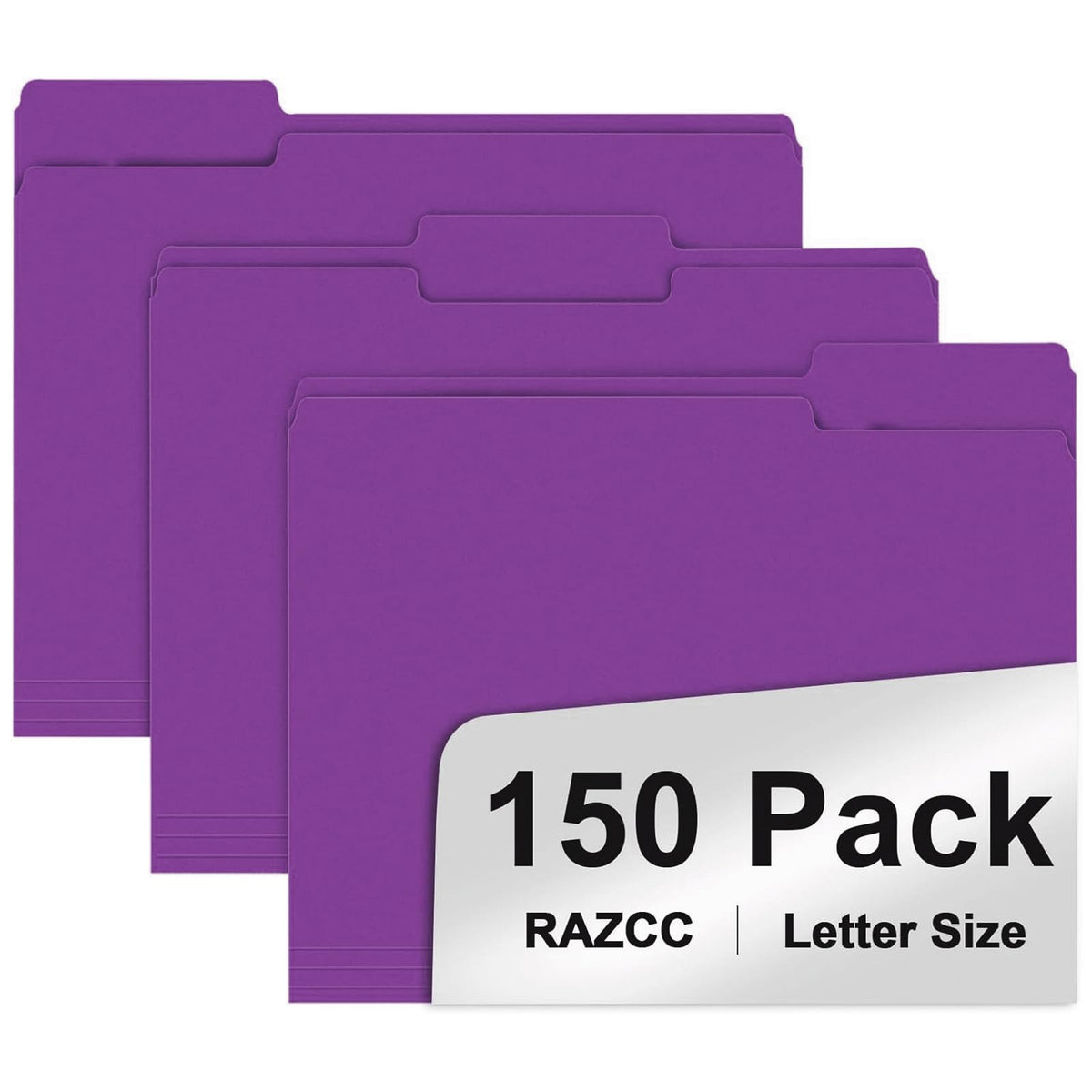 File Folder, RAZCC 150 Pack 1/3 Cut Tab File Folders Letter Size, Manila Folders, Folders with Tab, Great for Organizing and Easy File Storage