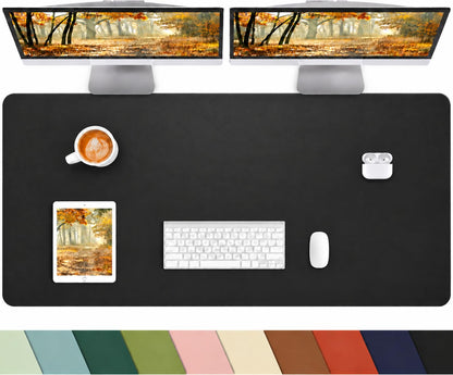 Leather Desk Pad Protector, Office Desk Mat, Large Mouse Pad, Non-Slip PU Leather Desk Blotter, Laptop Desk Pad Desk Accessories for Office and Home (Black, 40" x 17")