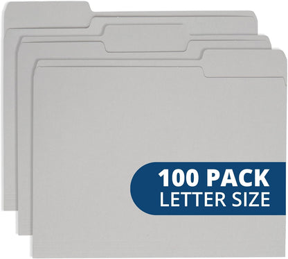Blue Summit Supplies 100 File Folders, Letter Size, 1/3 Cut Tab, Blue