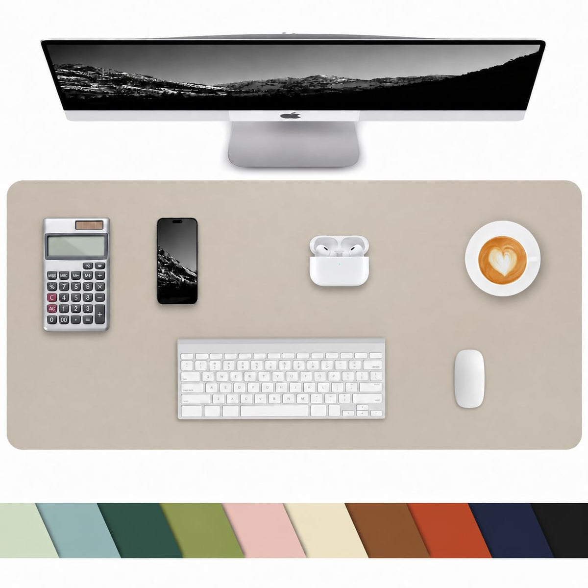 Leather Desk Pad Protector, Office Desk Mat, Large Mouse Pad, Non-Slip PU Leather Desk Blotter, Laptop Desk Pad Desk Accessories for Office and Home (Black, 40" x 17")