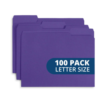 Blue Summit Supplies 100 File Folders, Letter Size, 1/3 Cut Tab, Blue