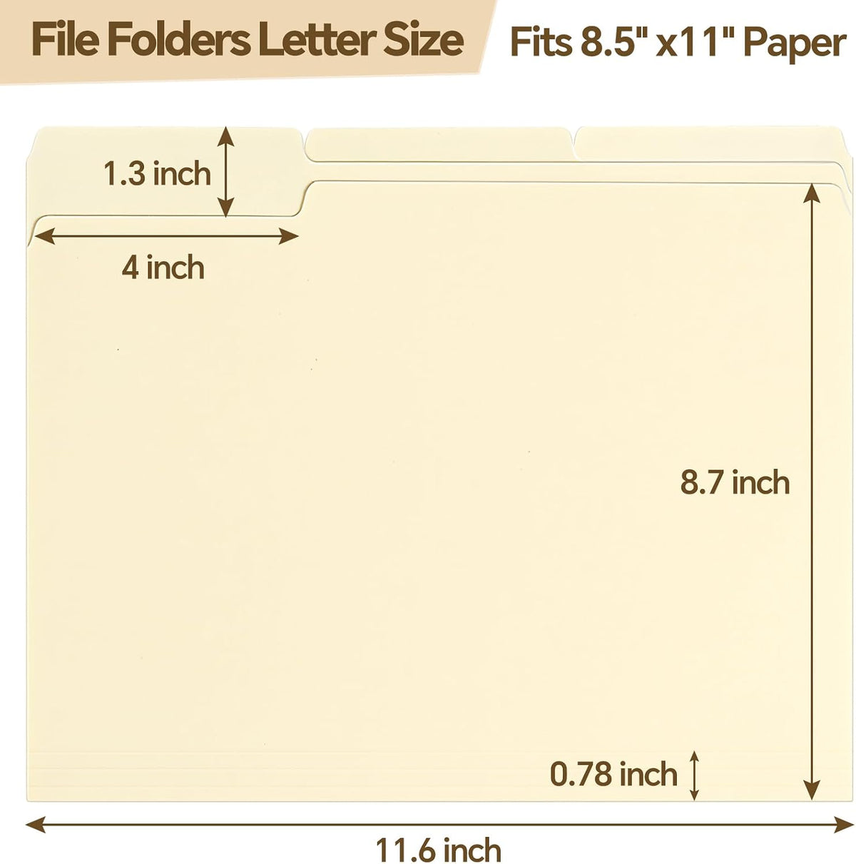 File Folders,21 Pack Manilla Folders 8.5x11,1/3 Cut Tabs Manila File Folders Letter Size for Easy Labeling and Organization,Vanilla Folders Great for Documents Home School Classroom Office Supplies