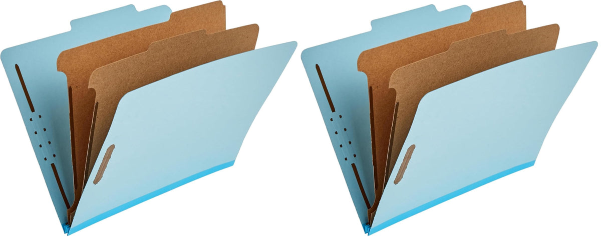 Amazon Basics Classification File Folders, 1 Divider, 2-Inch Embedded Fasteners, Letter Size for Documents, Light Green, 10-Pack