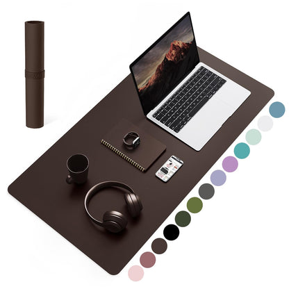YSAGi Non-Slip Leather Desk Pad, Waterproof Laptop Computer Desk Keyboard Mat, Table Protector Blotter Mat, Large Mouse Pad for Office/Work/Home/Decor(Dark Brown, 31.5" x 15.7")