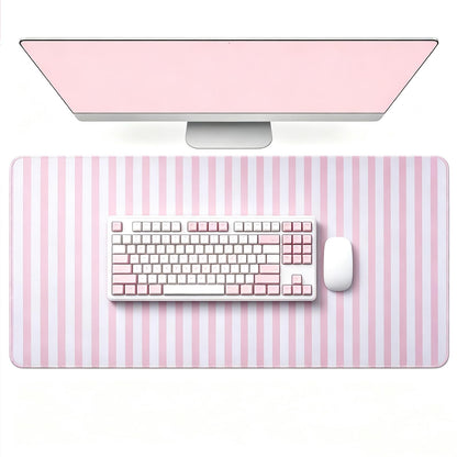yuboo 31"×15.7" Scalloped Pink Gingham Desk Mat, Kawaii Pastel Mouse Mat