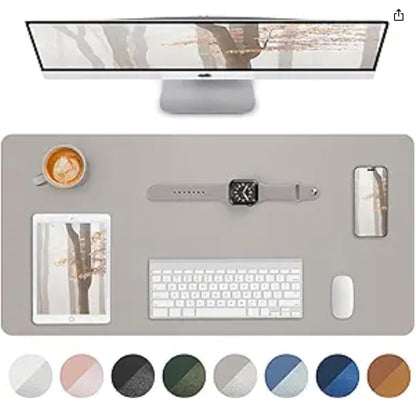 AFIING Leather Desk Pad Protector, Mouse Pad, Office Desk Mat, Non-Slip PU Leather Desk Blotter, Large Desk Mat, Waterproof Keyboard Mat for Office/Home/Decor (Dark Green, 48" x 17")