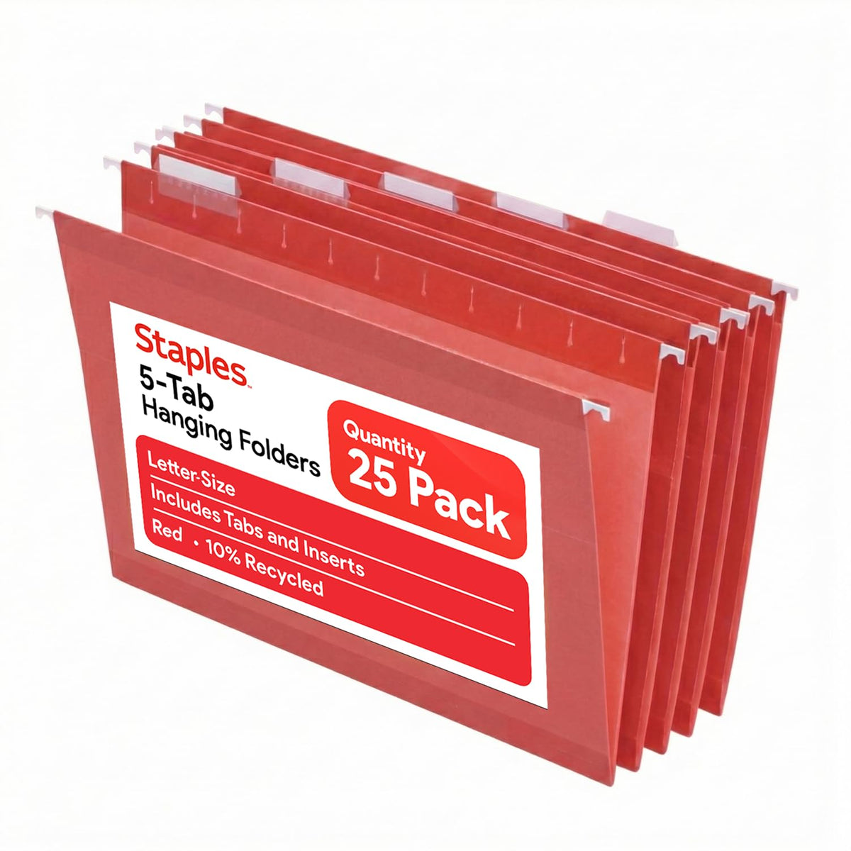 Staples Hanging File Folders, Letter Size, Purple, 5-Tab, 25/Pk