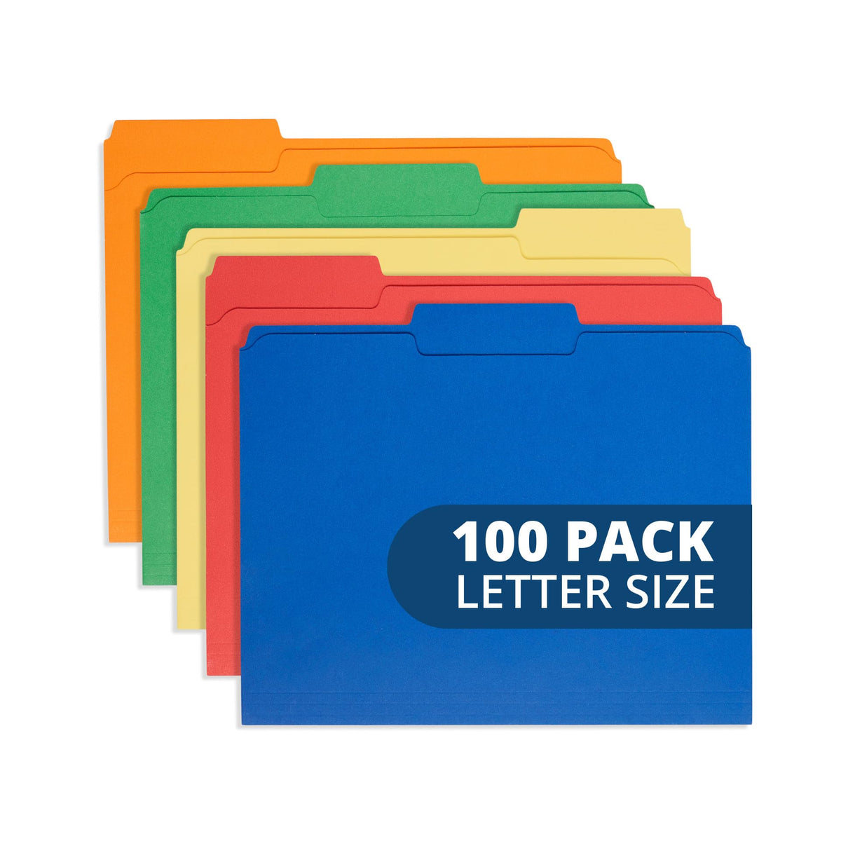 Blue Summit Supplies 100 File Folders, Letter Size, 1/3 Cut Tab, Blue