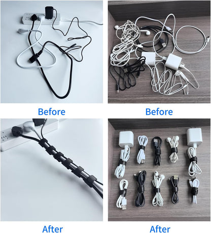 10 Inches 120 PCS Black Reusable Cable Ties,Multi-purpose Adjustable Cord Straps,Cable Organizer,Cord Wrap and Hook Loop Cords Management,Adjustable Cord Ties