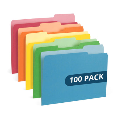 Blue Summit Supplies 100 File Folders, Letter Size, Two-Tone Orange