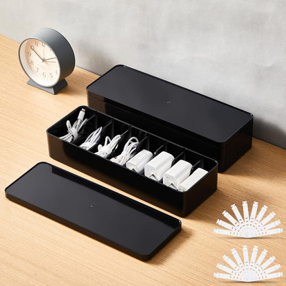 Tatuo Cord Organizer Box with Lid, Clear, 2 Pack