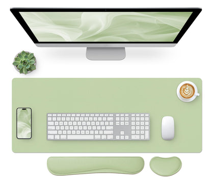 Bloss Green Desk Mat, Desk Matt for Desktop, Large Leather Desk Pad, Desk Pad Mat Waterproof, Computer Mat for Office Work/Home/Decor (31.5 x 15.7 Inches)
