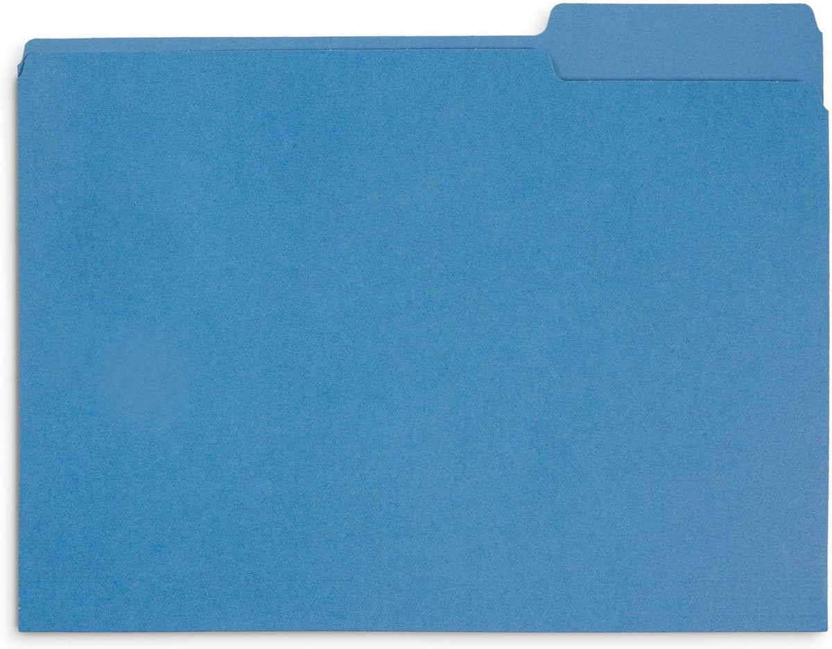 Blue Summit Supplies 100 File Folders, Letter Size, 1/3 Cut Tab, Blue