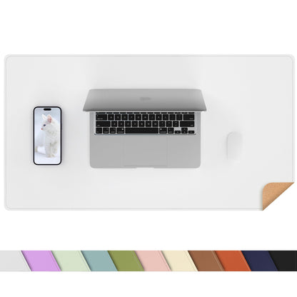 AFIING Large Desk Mat, 47" x 17",Black,Leather Desk Pad Protector for Mouse