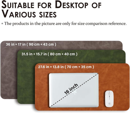 Distressed Leather Desk Mat - Non-Slip PU Desk Pad for Office and Home - Desk Organization and Accessories - Ideal for Large Mouse Pad and Desk Mats on Top of Desks(Espresso,31.5"x 15.7")