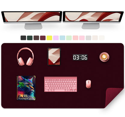 Large Desk Pad, 47.2" x 17" PU Leather Desk Mat for Desktop, Non-Slip Office Desk Mat for Desk, Desk Blotter Pad, Waterproof Computer Pad for Desk, Keyboard Mats for Home & Office (Burgundy)