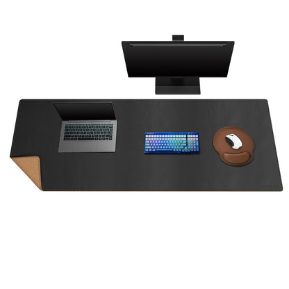 MAIDERN 43.3”x 19.6” Cork & Leather Desk Mat, Large Desk Pad (Cream)