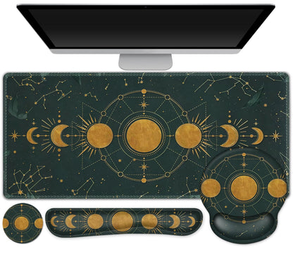 Gaming Mouse Pad Large Desk Mat, Cute Purple Marble Rose Desk Pad Protector