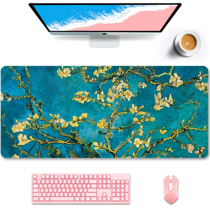 Desk Mat, Ultra Large Mouse Pad, XXL Gaming Mousepad, Green Tropical Leaves Deskpad, Big Extended Full Size Mouse Pad, Desktop Desk Matt for Keyboard, Laptop & Computer, 35.5 x 15.7 in