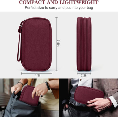 FYY Electronic Organizer, Travel Tech Pouch Bag, Cable Organizer Wine Red