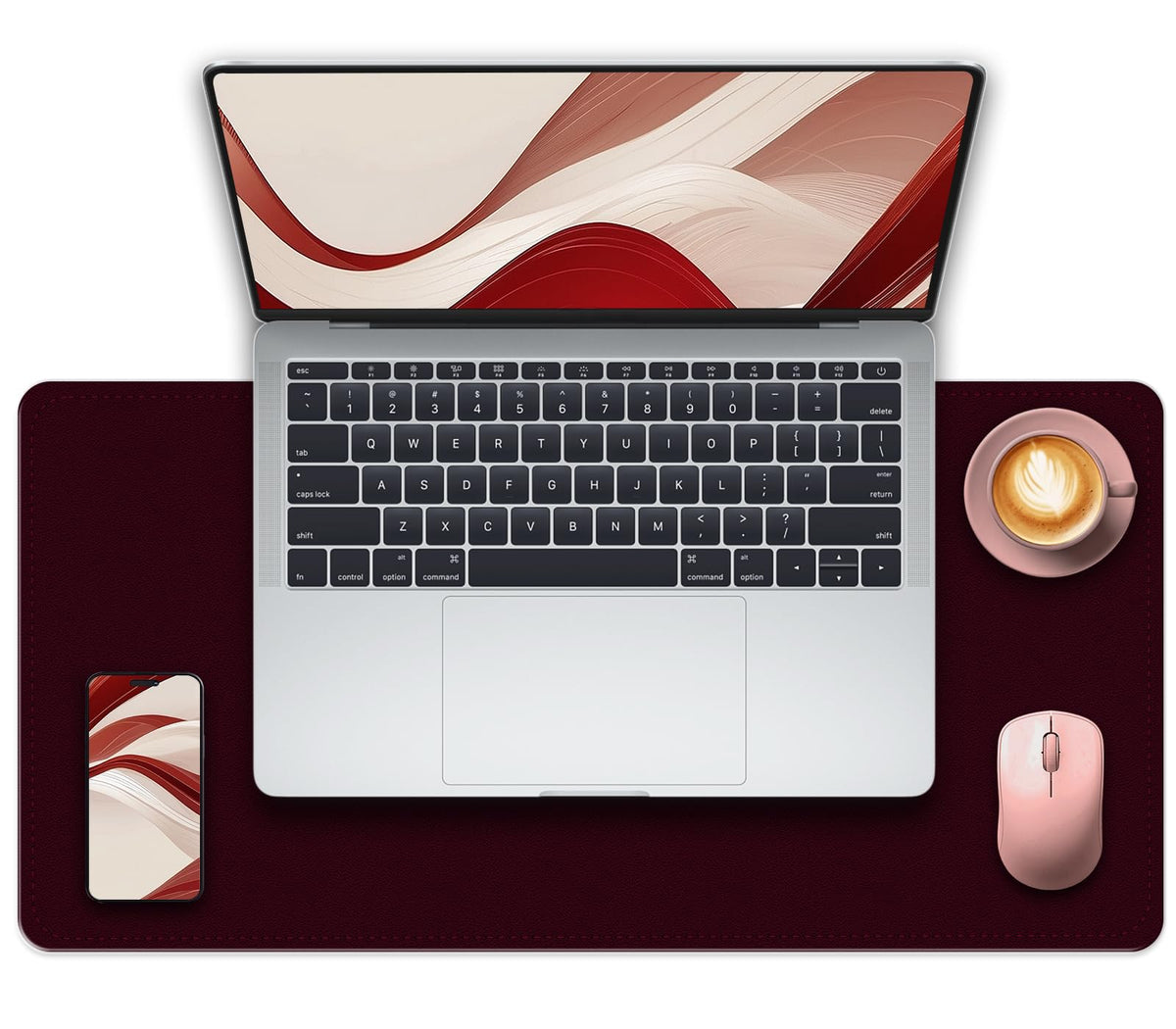 Large Desk Pad, 47.2" x 17" PU Leather Desk Mat for Desktop, Non-Slip Office Desk Mat for Desk, Desk Blotter Pad, Waterproof Computer Pad for Desk, Keyboard Mats for Home & Office (Burgundy)