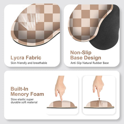 Beige Khaki Checkered Mouse Pad Set, 4 in1 Large Gaming Ergonomics Keyboard Desk Mat with Memory Foam Wrist Rest, Extended Game Mousepad, Non-Slip Desk Pad Matt Easy Typing Pain Relief