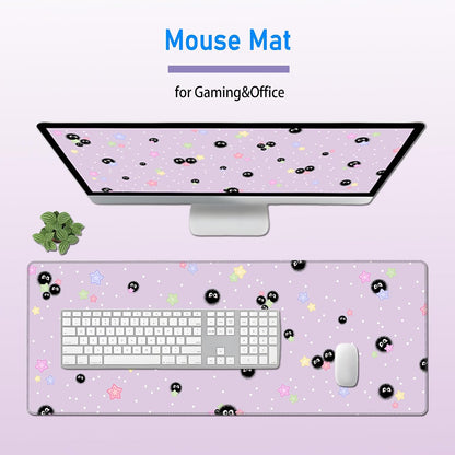 Cute Purple Mouse Pad,Large Kawaii Gaming Desk Mat 31.5 x 12 in