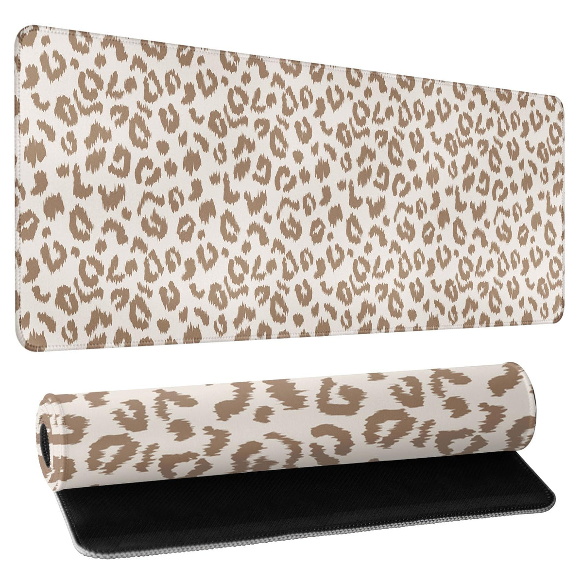 Leopard Desk Mat 31.5x11.8 Inch with Anti-Slip Rubber Base for Home Office