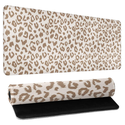 Leopard Desk Mat 31.5x11.8 Inch with Anti-Slip Rubber Base for Home Office
