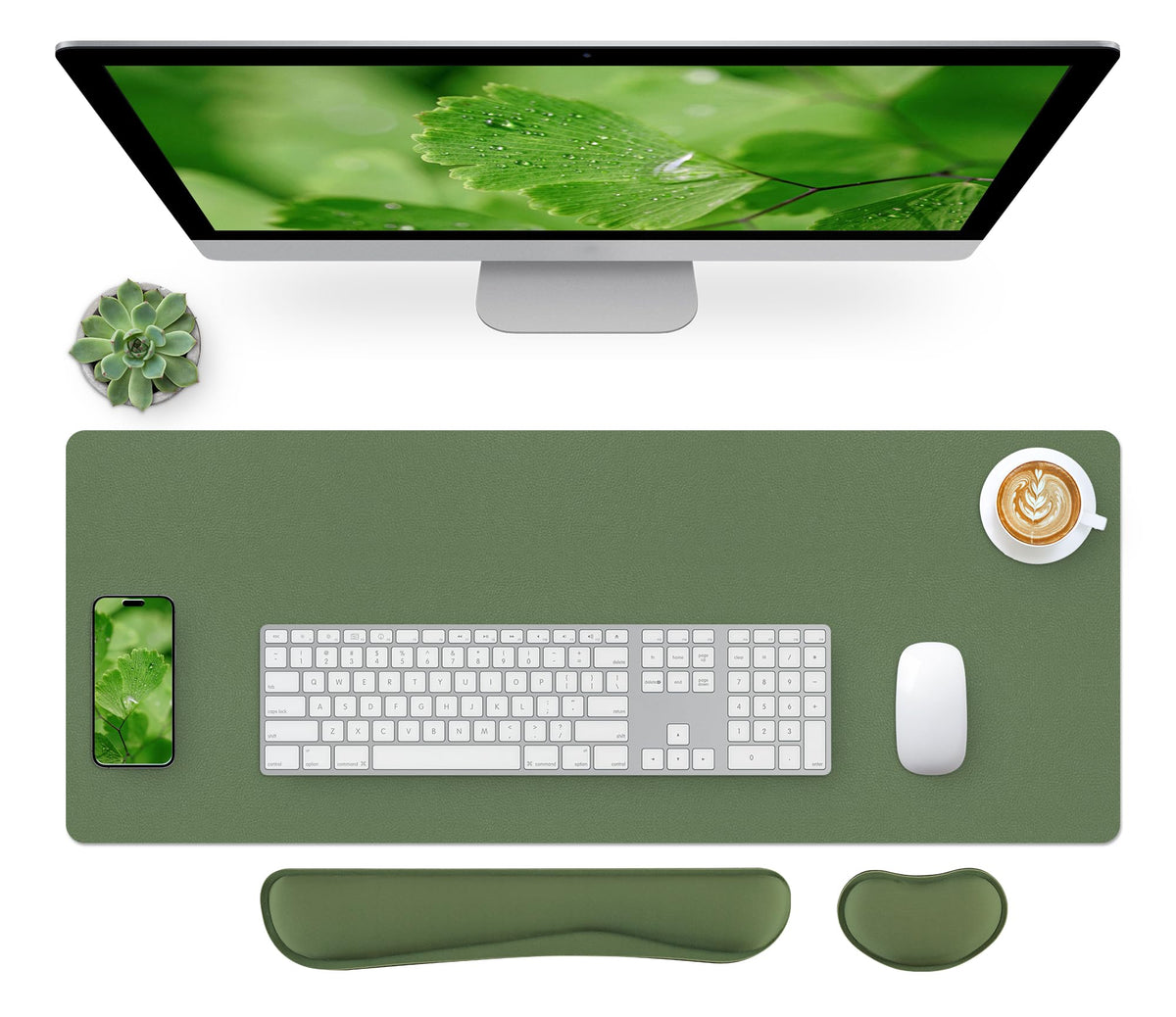 Bloss Green Desk Mat, Desk Matt for Desktop, Large Leather Desk Pad, Desk Pad Mat Waterproof, Computer Mat for Office Work/Home/Decor (31.5 x 15.7 Inches)