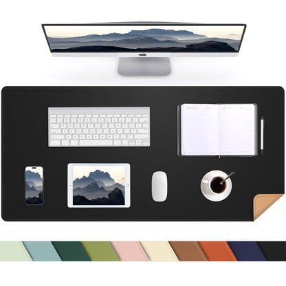 AFIING Large Desk Mat, 47" x 17",Black,Leather Desk Pad Protector for Mouse
