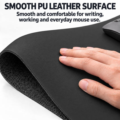 Leather Desk Pad Protector, Office Desk Mat, Large Mouse Pad, Non-Slip PU Leather Desk Blotter, Laptop Desk Pad Desk Accessories for Office and Home (Black, 40" x 17")