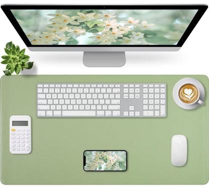 Bloss Green Desk Mat, Desk Matt for Desktop, Large Leather Desk Pad, Desk Pad Mat Waterproof, Computer Mat for Office Work/Home/Decor (31.5 x 15.7 Inches)
