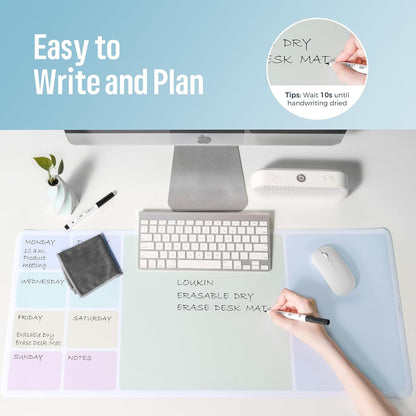 loukin Non-Slip Dry Erase Desk Mat, 32''x14'' Writing Mouse Pad for Office