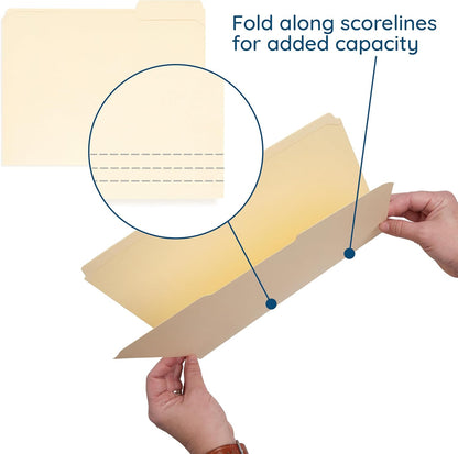 Blue Summit Supplies 100 Heavy Duty Manila File Folders, Letter Size, 14pt