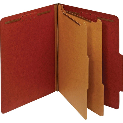 Pendaflex Recycled Classification File Folders, 2 Dividers, 2" Embedded Fasteners, 2/5 Tab Cut, Letter Size, Red (24075R), Specialty, Box of 10
