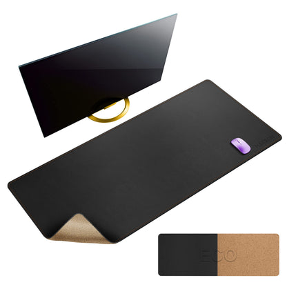 MAIDERN 43.3”x 19.6” Cork & Leather Desk Mat, Large Desk Pad (Cream)