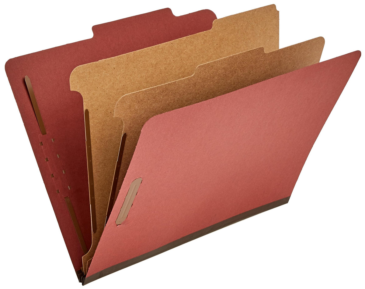 Amazon Basics Classification File Folders, 1 Divider, 2-Inch Embedded Fasteners, Letter Size for Documents, Light Green, 10-Pack