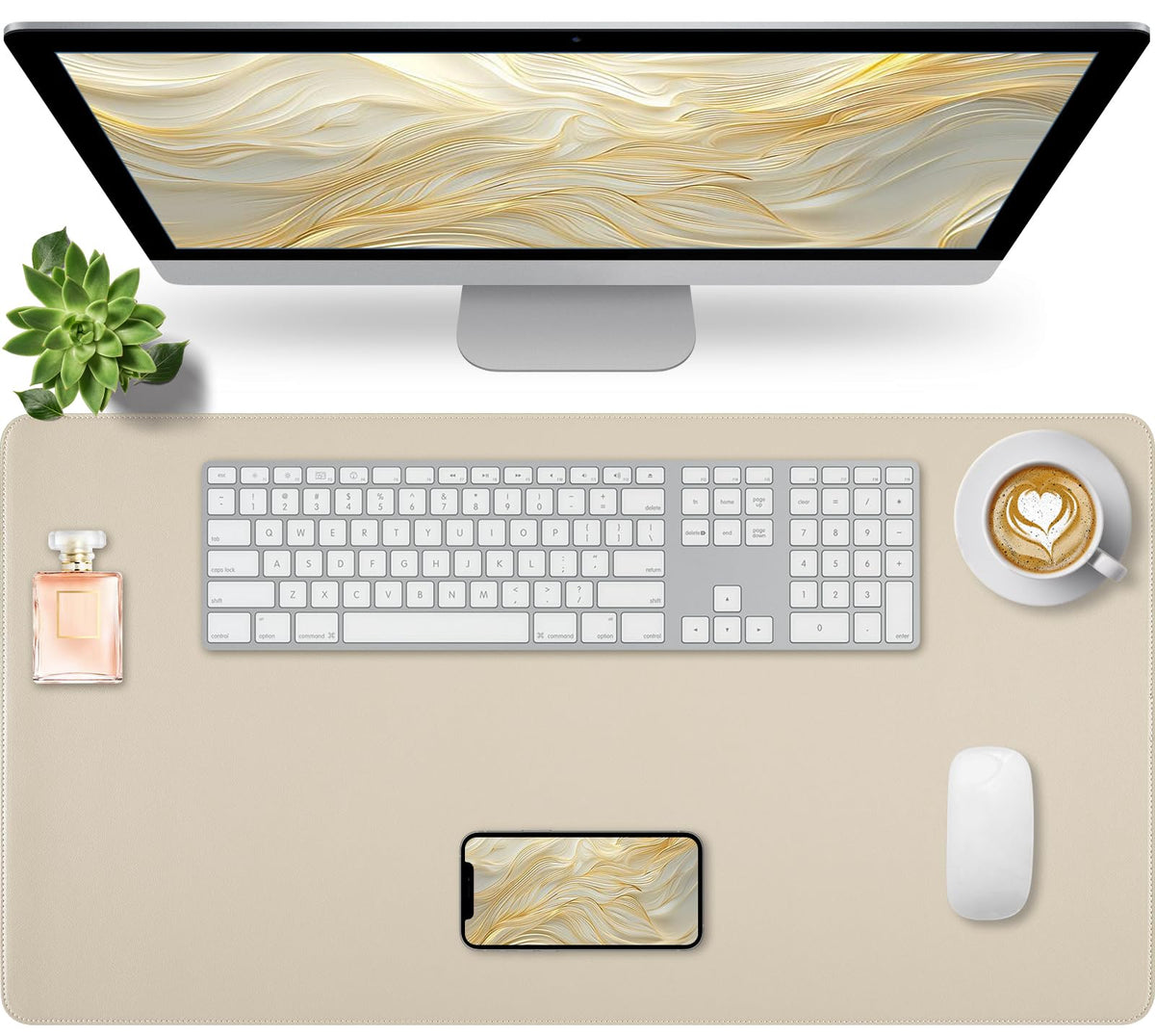 Bloss Green Desk Mat, Desk Matt for Desktop, Large Leather Desk Pad, Desk Pad Mat Waterproof, Computer Mat for Office Work/Home/Decor (31.5 x 15.7 Inches)
