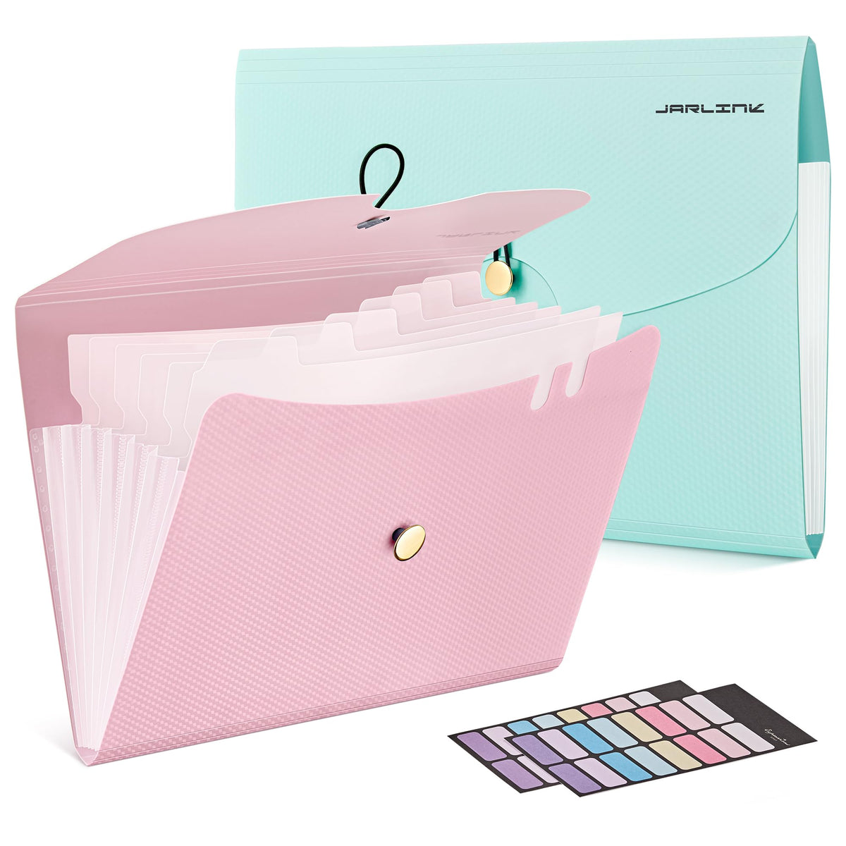 JARLINK 7 Pockets Expanding File Folder, A4 Accordion folders, Pink