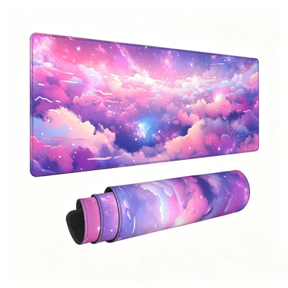 Cute Purple Mouse Pad,Large Kawaii Gaming Desk Mat 31.5 x 12 in