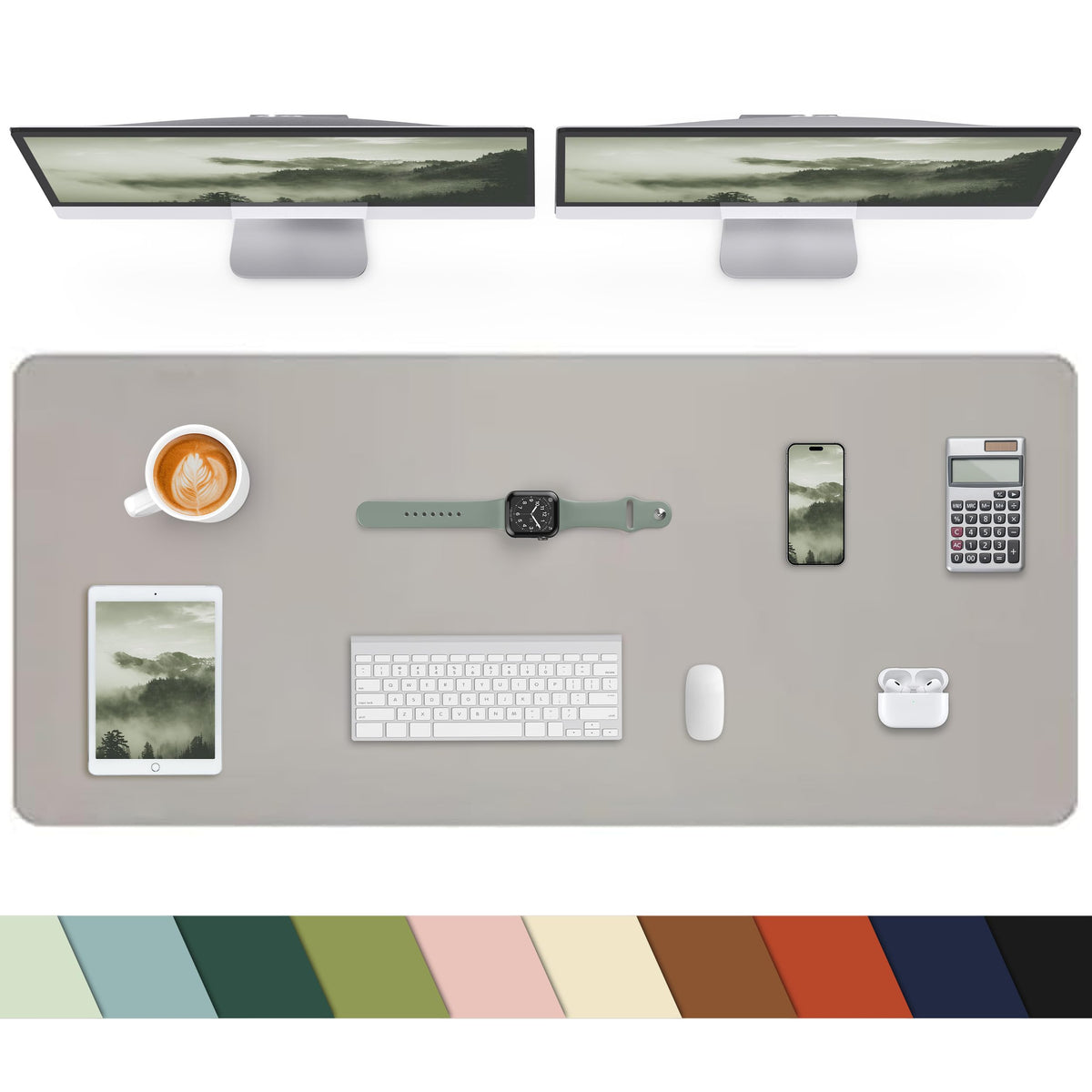 Leather Desk Pad Protector, Office Desk Mat, Large Mouse Pad, Non-Slip PU Leather Desk Blotter, Laptop Desk Pad Desk Accessories for Office and Home (Black, 40" x 17")