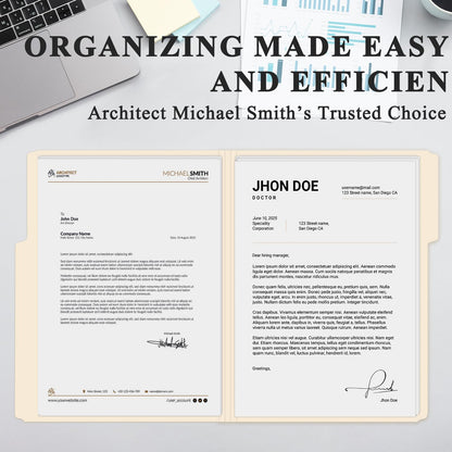 Manilla Folders 8.5 x 11, Manila File Folders 1/3-Cut Letter Size