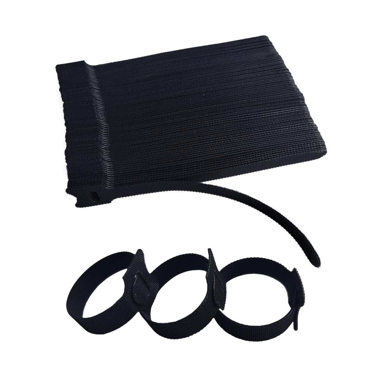 200 PCS 8 Inches Black Reusable Cable Ties, Adjustable Cord Straps, Cable Organizer, Cord Wrap and Hook Loop Cords Management,Adjustable Cord Ties